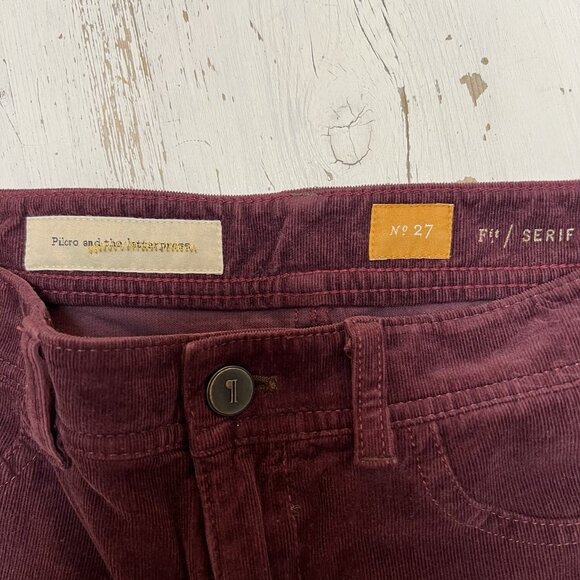 Pilcro Corduroy Pants 27 Burgundy Skinny Straight Anthropologie Fall Essential - Picture 5 of 12